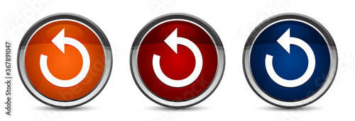 Refresh arrow icon exclusive blue red and orange round button design set