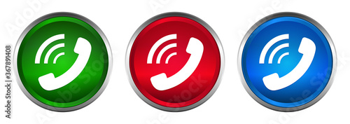 Phone ringing icon supreme round button set design illustration