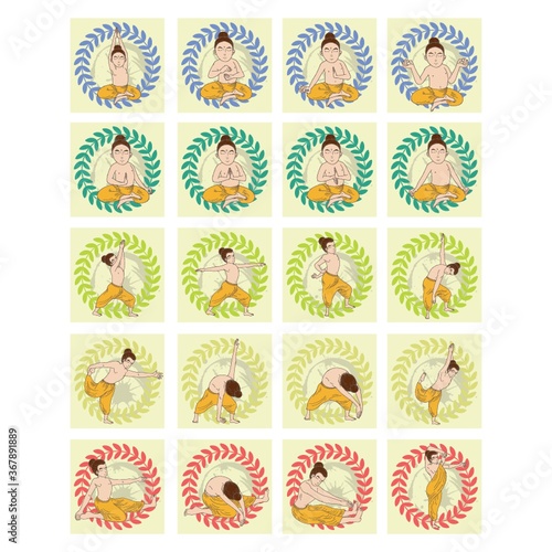 set of man doing yoga