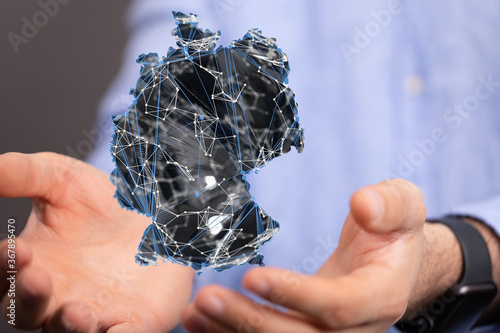 map of Germany. Wire frame 3D mesh polygonal network line, design.