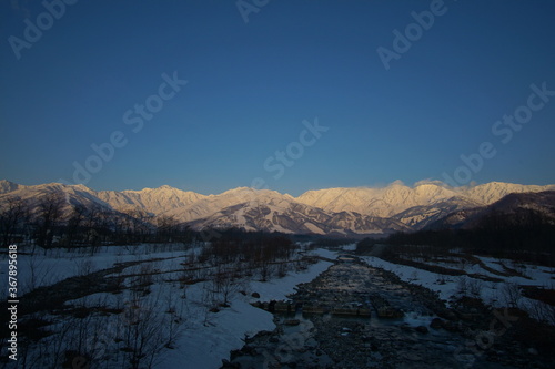 Morning view of mountains in northern alps of Japan  Hakuba