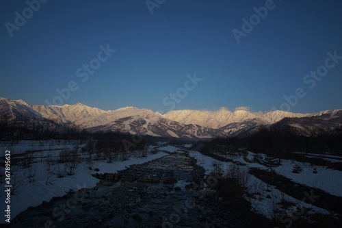 Morning view of mountains in northern alps of Japan  Hakuba