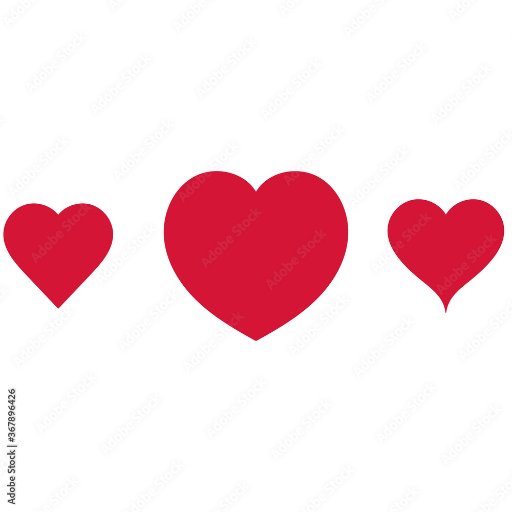 Red heart design, flat icon, Romantic Heart for valentine's day ,Vector illustration