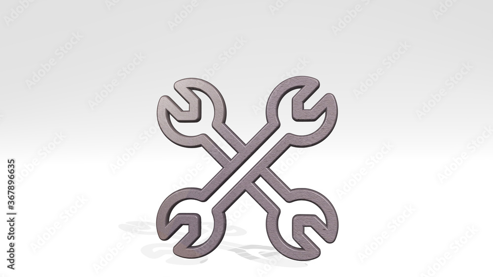 WENCH DOUBLE casting shadow with two lights. 3D illustration of metallic sculpture over a white background with mild texture. exposure and concept WENCH DOUBLE casting shadow with two lights. 3D illustration of metallic sculpture over a white background with mild texture. exposure and concept