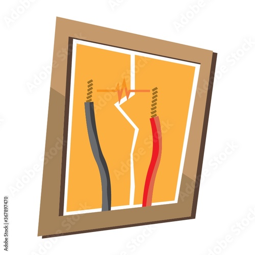 electrical arc crossing two copper wires