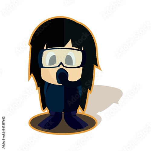 girl with dive mask