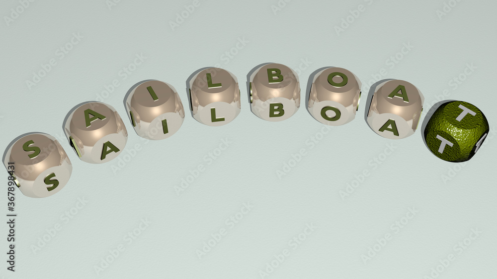 crosswords of sailboat arranged by cubic letters on a mirror floor, concept meaning and presentation. illustration and sea crosswords of sailboat arranged by cubic letters on a mirror floor, concept meaning and presentation. illustration and sea