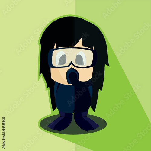 girl with dive mask