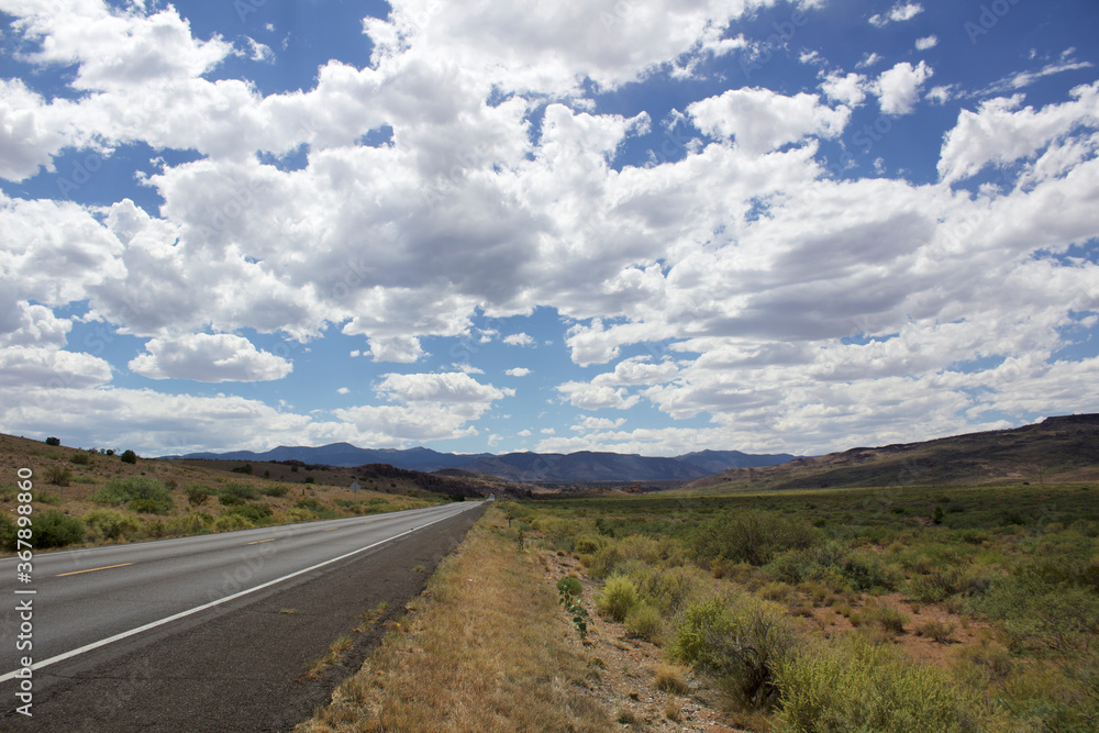 Scenic Byway along central New Mexico with San Mateo Mountains in background