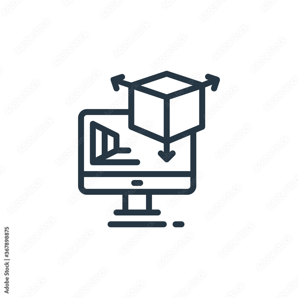D design icon vector from design tools concept. Thin line illustration ...