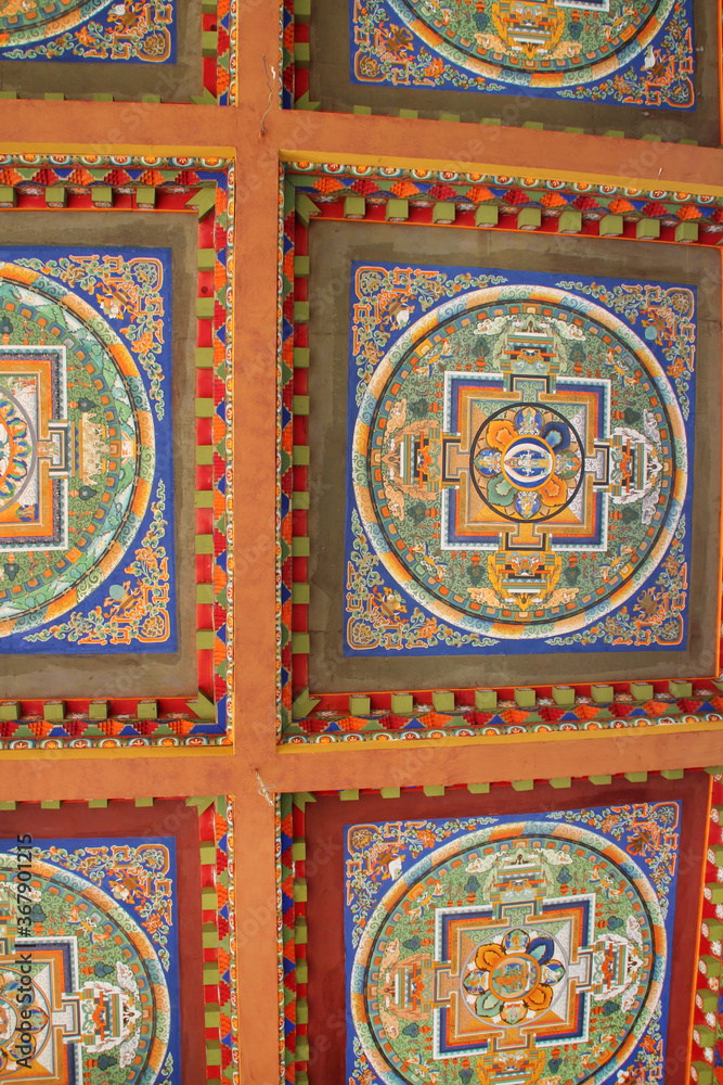Ceiling painting in Sera Monastery, Lhasa, Tibet, China