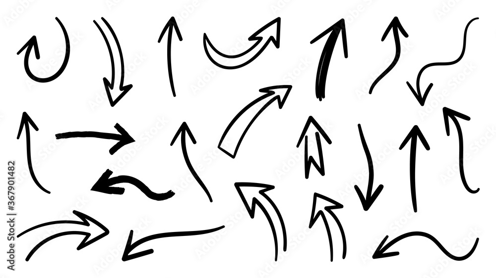 Hand drawn arrow vector icons set. sketch arrow design for business plan and education. Hand drawn arrow vector icons set. sketch arrow design for business plan and education.