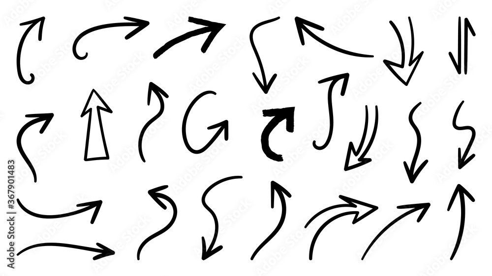Hand drawn arrow vector icons set. sketch arrow design for business plan and education. Hand drawn arrow vector icons set. sketch arrow design for business plan and education.