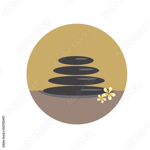 spa stones with flowers