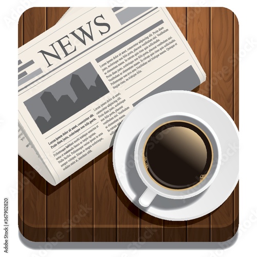 hot beverage and newspaper