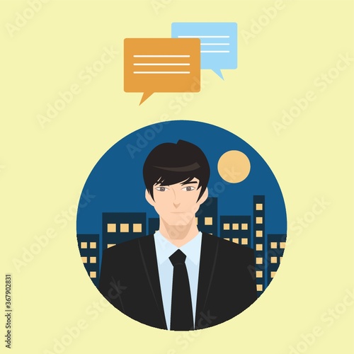 businessman with speech bubble