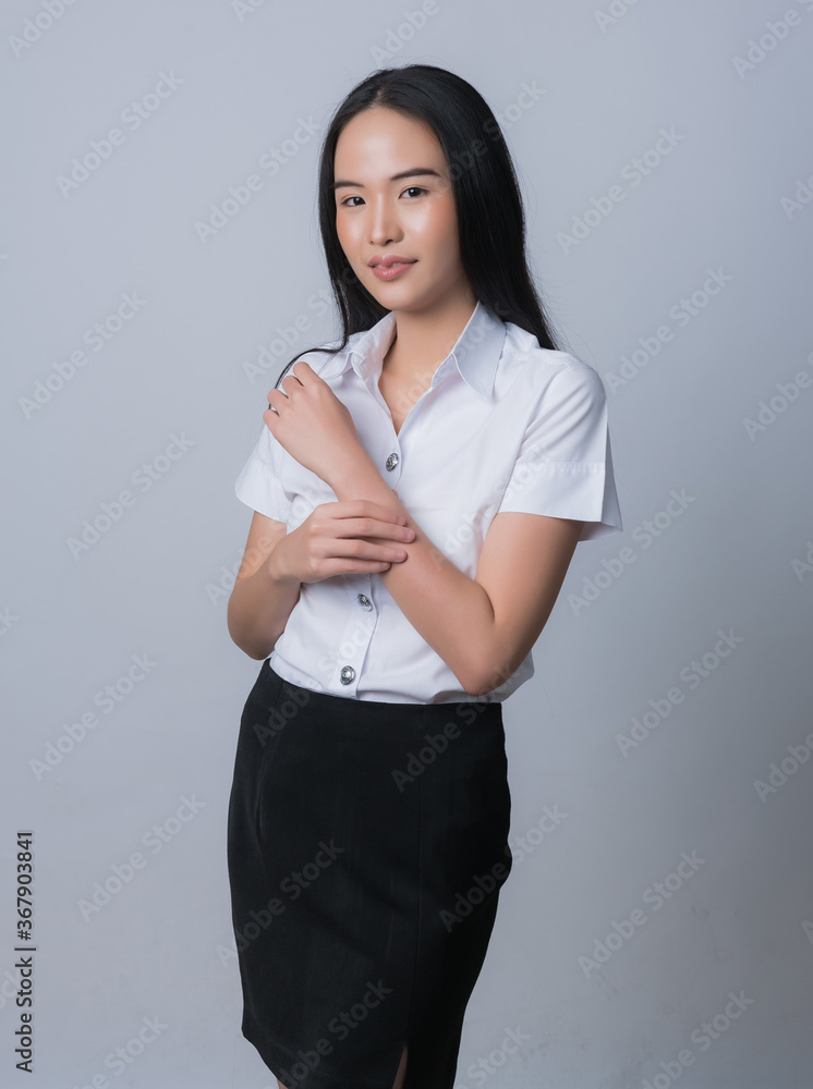 Female student on white background
Female student on white background