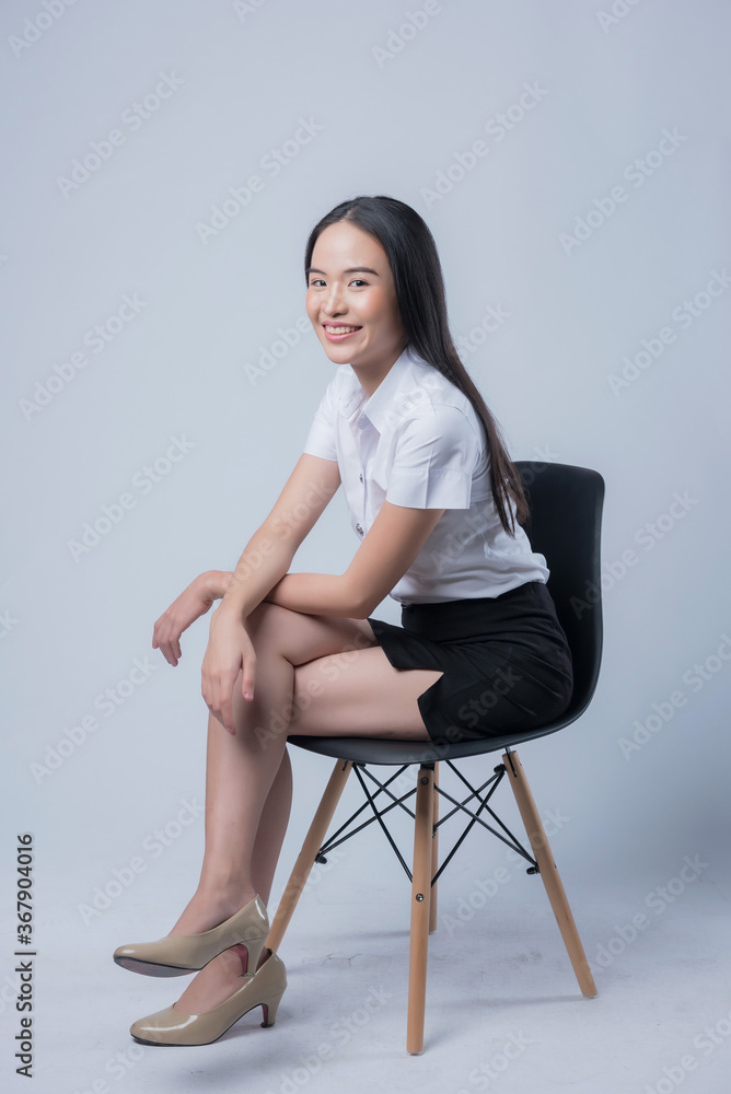 Female student on white background
Female student on white background