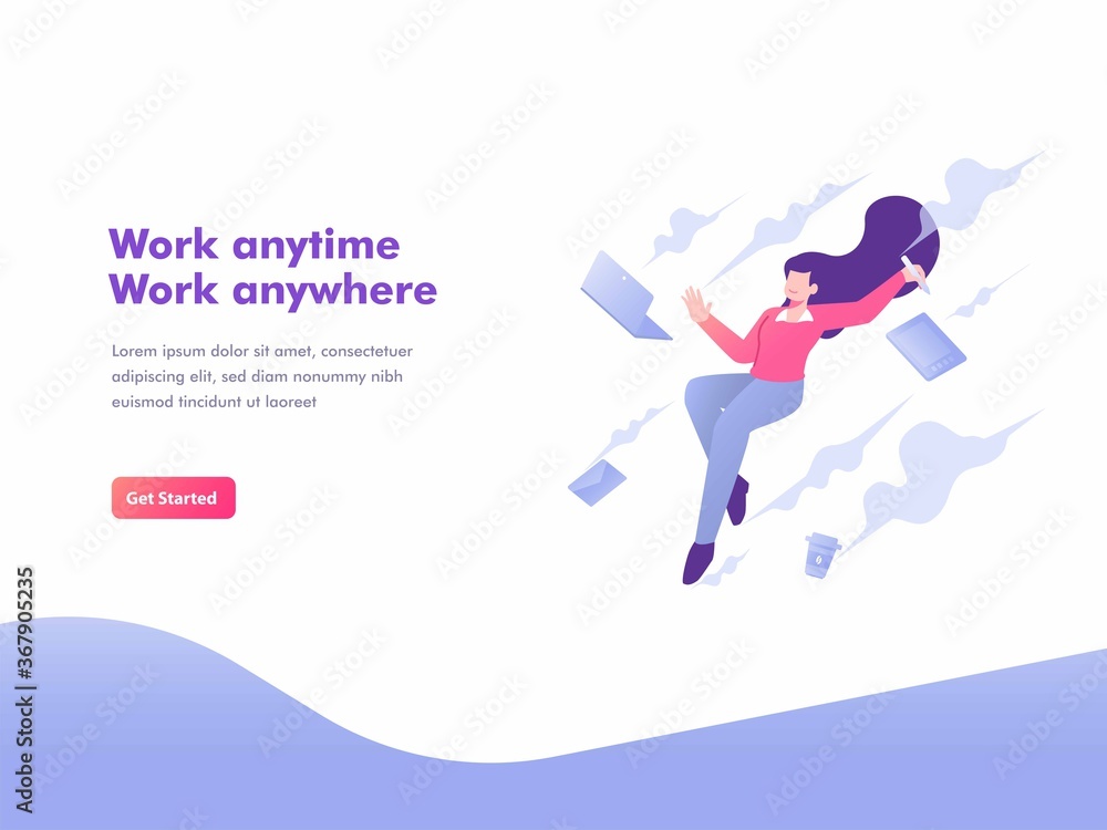 freelance, flexibility and mobile working concept illustration