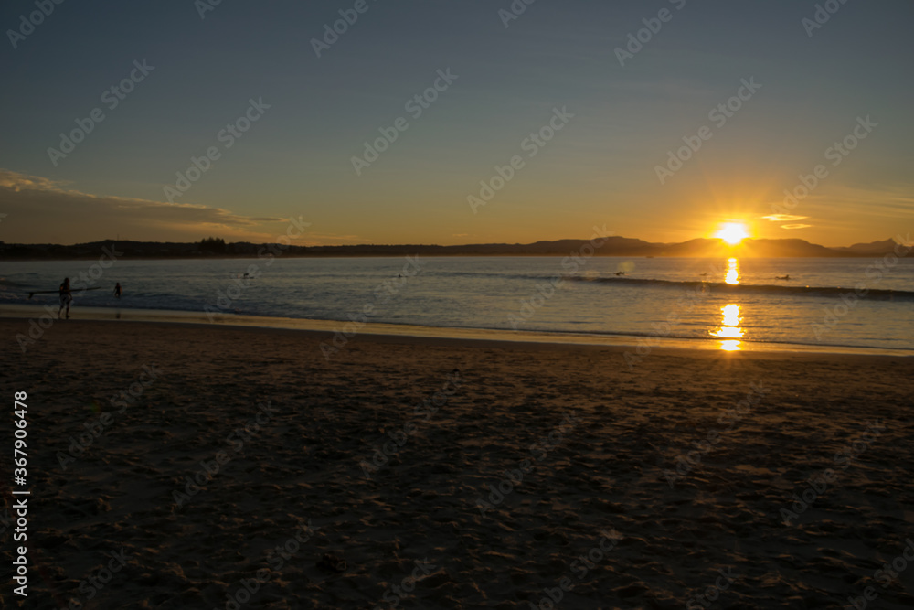 Panoramic sunset on the beach, view from NSW, Australia, Sydney 2018