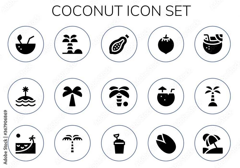 Modern Simple Set of coconut Vector filled Icons Modern Simple Set of coconut Vector filled Icons