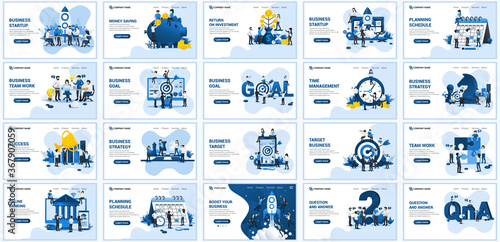 Set of landing page design templates, Big collection concept of business flat vector illustration. can use for web banner, infographics, landing page, web template