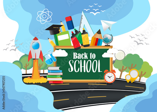 Back to school background with various elements.