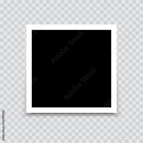 Empty photo frame mock up with shadow. Vector