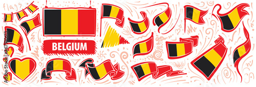 Vector set of the national flag of Belgium in various creative designs