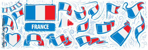 Vector set of the national flag of France in various creative designs