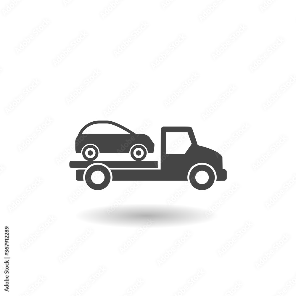 Towed car icon with shadow