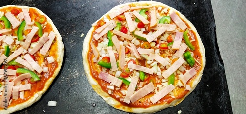 pizza with tomato and cheese