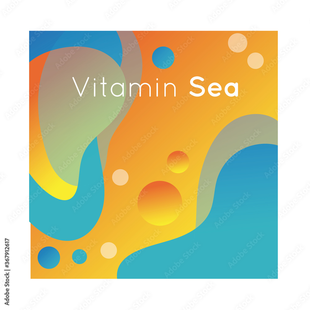 vitamin sea colorful banner with lettering