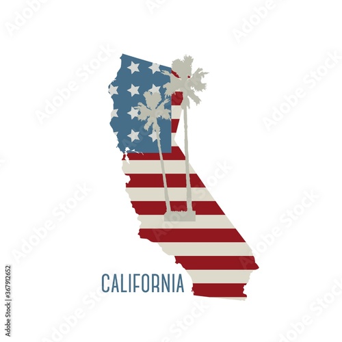 california state map with palm trees