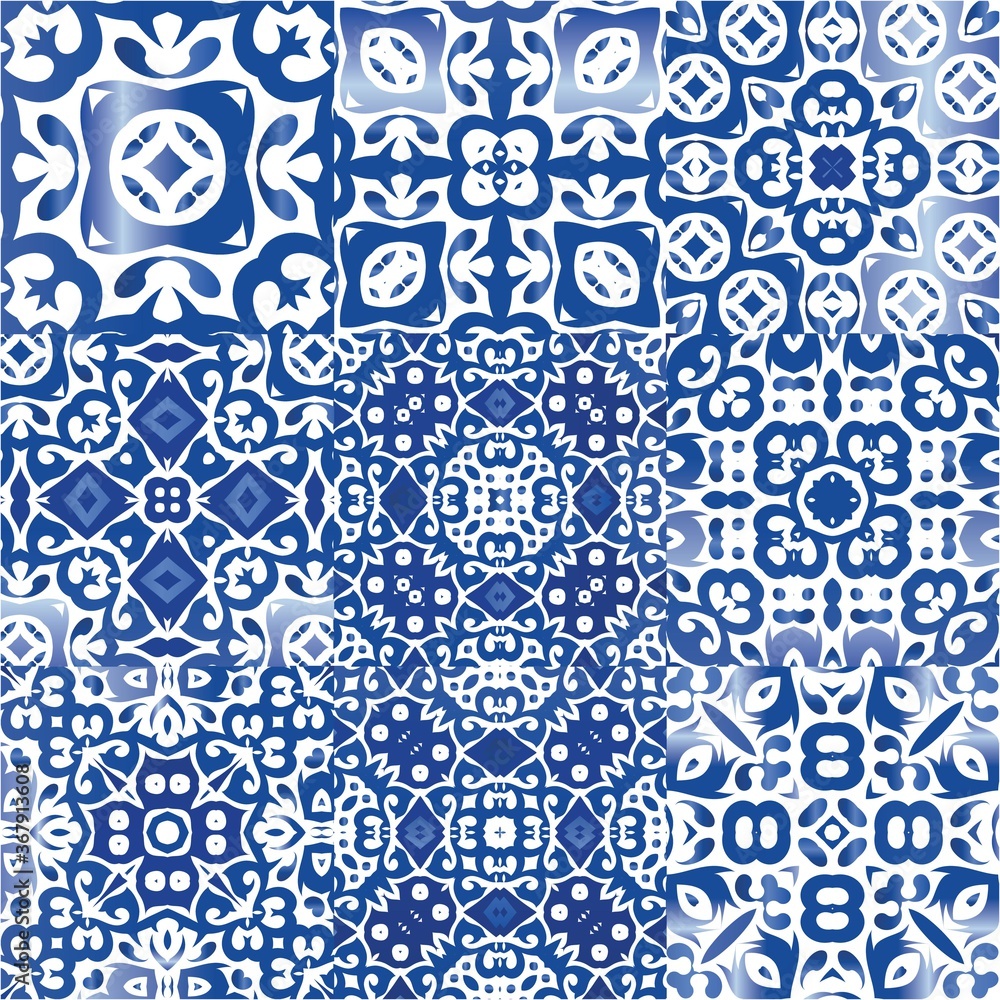 Ethnic ceramic tiles in portuguese azulejo.