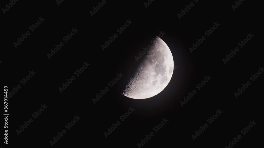 Bright moon in night sky - Zoon in shot - 4K Bright moon in night sky - Zoon in shot - 4K