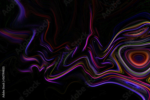 Motion curve line on black background, color neon abstract background
