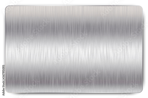 Metallic texture. Steel or aluminum background. Realistic stainless steel plate. Brushed scratched gray background.