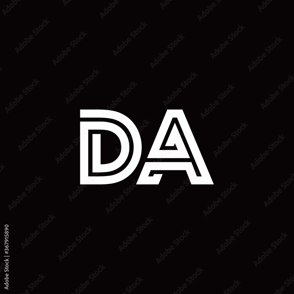DA monogram logo with abstract line DA monogram logo with abstract line