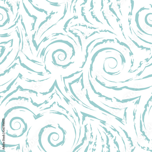 Vector seamless pattern in turquoise color isolated on white background. texture of fabric or wrapping paper. Waves and water light texture in pastel colors