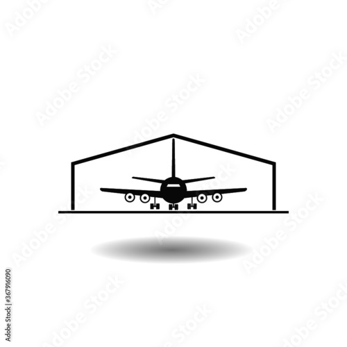 Airplane hangar icon with shadow