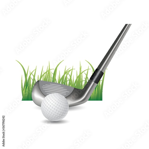 golf ball with club head