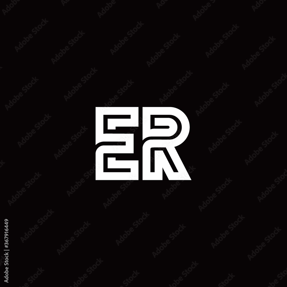 ER monogram logo with abstract line ER monogram logo with abstract line