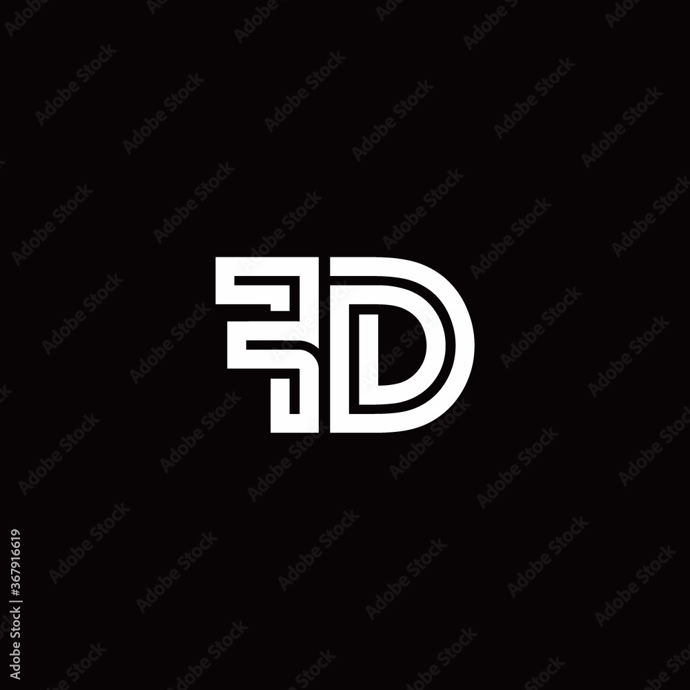 FD monogram logo with abstract line FD monogram logo with abstract line
