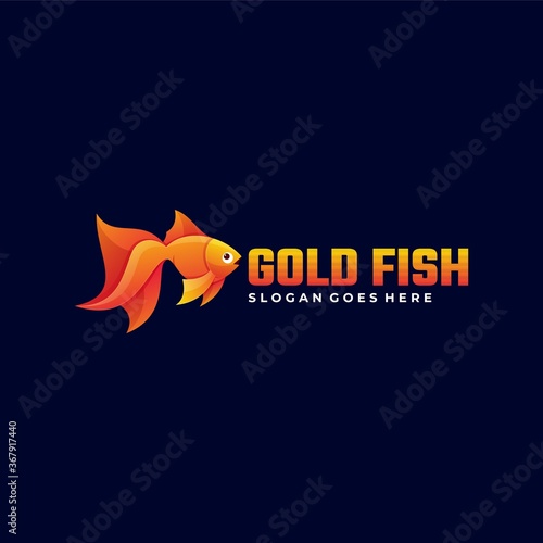 Vector Logo Illustration Goldfish Gradient Colorful Style.
