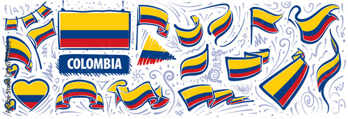 Vector set of the national flag of Colombia in various creative designs