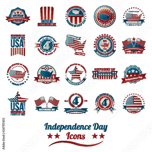 collection of american independence day icons