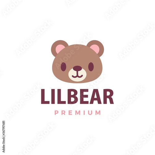 cute bear flat logo vector icon illustration