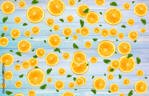 The pattern for placing oranges used as a background.