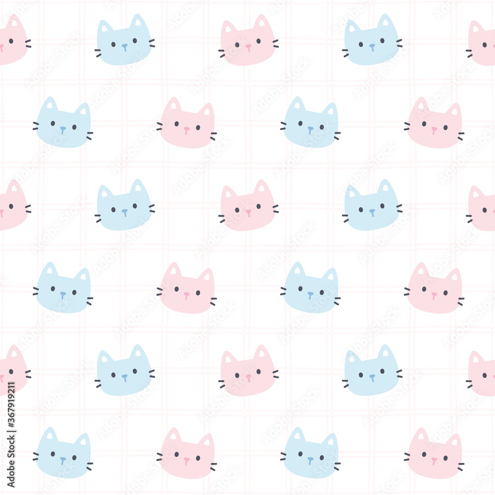 Adorable cat seamless pattern background